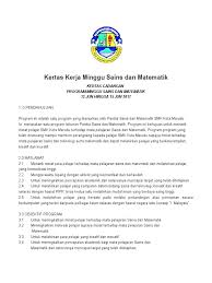 Kertas kerja program minggu matematik sesi 2013 penganjur : Kertas Kerja Minggu Sains Dan Matematik 2017