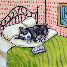 Boston Terrier Sleeping Dog Art Tile Coaster Gift Jschmetz Dog Print Art Dog Wall Art Dog Art