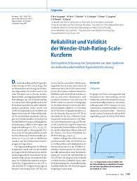 Gutachtensfälle patienten wortung erfolgt ist und der fragebogen geschlecht m w m w m w zuverlässig bearbeitet wurde. Pdf Reliabilit T Und Validit T Der Wender Utah Rating Scale Kurzform Rolf Dieter Stieglitz Academia Edu