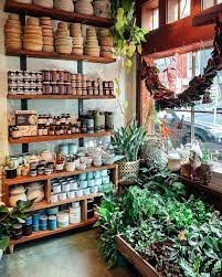Cold And Rainy Outside But Its Warm Cozy And Green In Here Flower Shop Interiors Flower Shop Decor Garden Center Displays
