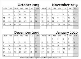 Cute October November December 2019 And January 2020 Calendar School Holiday Calendar October Bank Holiday Calendar