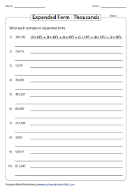 Expanded Exponential Form Thousands Place Value Exponent Worksheets Exponential Expanded Form