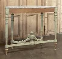 Grand French Louis XVI Painted Demilune Console with Carrara Marble Top