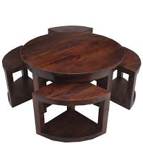 Round Coffee Table With 4 Nested Stools Coffee Table Elegant Coffee Table Nesting Coffee Tables