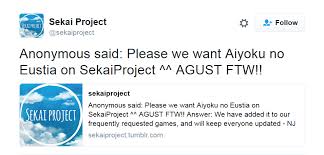 Aiyoku no Eustia & Sekai Project!! new hope!! it might happen!! - Visual  Novel Talk - Fuwanovel Forums