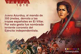 Juana azurduy organizó guerrillas, preparó defensas, incursionó zonas ocupadas por el enemigo y arremetió sin miedo contra los realistas, a la par de sus compañeros de combate. Evo Morales Ayma Ø¹Ù„Ù‰ ØªÙˆÙŠØªØ± Como Hoy 1816 Juana Azurduy Al Mando De 200 Jinetes Vencio Al Ejercito Realista En La Batalla De El Villar Por Esta Hazana Fue Nombrada Teniente Coronela