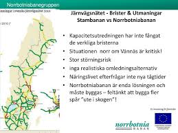 Till skillnad från den nuvarande stambanan som går i inlandet är tanken att järnvägen ska ha en kustnära dragning och därmed passera robertsfors, skellefteå, piteå, och luleå. Ppt Botniska Korridoren Norrbotniabanan For Tillvaxt I Sverige Och Europa Powerpoint Presentation Id 2103096