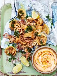 Party Squid Harissa Mayo Fish Recipes Jamie Oliver Recipe Squid Recipes Recipes Fish Recipes