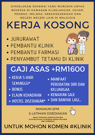 Jawatan kosong yang disenaraikan di atas ini, adalah semasa iklan ratusan jawatan kosong pembantu klinik di seluruh negara ambilan 2018 ini dipublish. Kerja Kosong Jururawat Pembantu Maukerja Malaysia Facebook