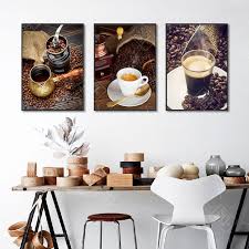 Use coffee wall decor to finish your kitchen bistro theme, add some cute coffee themed kitchen curtains, plant coffee cups with herb plants or succulents this might include some rustic coffee themed wall art, or a distressed farmhouse table that might be found at an old coffee shop. Nordic Coffee Themed Photography Canvas Painting Modern Wall Art Picture For Kitchen Room Decoration Posters And Prints No Frame Painting Calligraphy Aliexpress