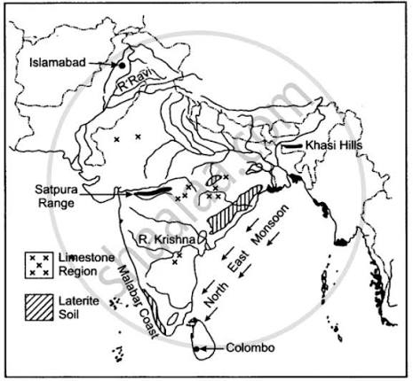 Show the Following on the Outline Map Provided: | Shaalaa.com