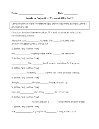 Fill In Correlative Conjunctions Worksheet Conjunctions Worksheet Correlative Conjunctions Conjunctions