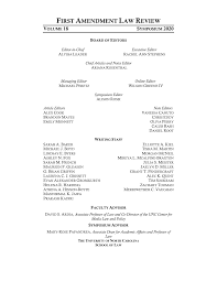 FIRST AMENDMENT LAW REVIEW