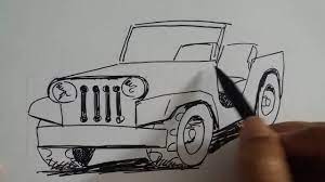 Kalau kalian tertarik bisa menerapkan merubah bagian bagian luar mobil. How To Draw A Jeep Car Very Simple Cara Menggambar Jeep Terbuka Pake Sketsa Youtube