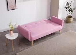 Cadre en bois recouvert de cuir ou de tissu amovible. Canape Scandinave Convertible 3 Places Rose Berlin