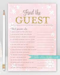 Find The Guest Icebreaker Baby Shower Game Girl Pink And Etsy Winter Girl Baby Shower Free Baby Shower Games Baby Shower Winter