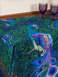 Peacock Tablecloth Table Linens Kitchen Tablecloths Beautiful Designs By April Cornell Peacock Tablecloth Linen Spring Decor