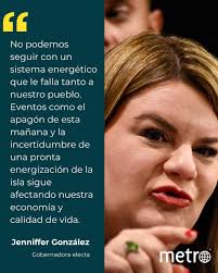 La gobernadora electa Jenniffer González, se expresa sobre apagón que dejó  al país sin luz en despedida de año.