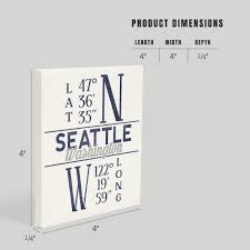 Seattle, Washington, Latitude and Longitude (Blue) ceramic coaster set –  Lantern Press