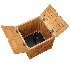 Hampstead Teak Umbrella Stand Side Table Outdoor Umbrella Stand Patio Umbrella Stand Outdoor Umbrella Table