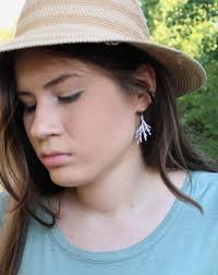 Cypress Branch Dangle Statement Earrings in Gold