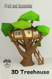 Diy Treehouse Model 3d Papercraft Pdf Pattern Simple Etsy In 2020 Paper Crafts Origami Easy Paper Sculpture