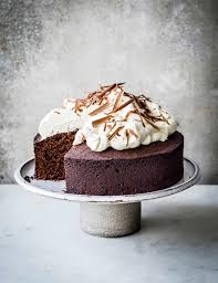 Chocolate Almond Cake With Amaretto Cream Recipe Chocolate Almond Cake Cake Recipes Chocolate Fudge Cake