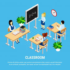 Download Isometric Classroom With Students And Teacher For Free Classroom Education Classroom Kindergarten Kids