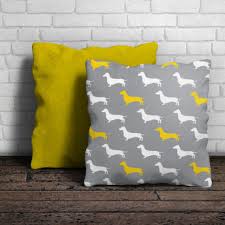 Yellow sunflower backgrounds pack gray floral ornament photoshop pattern Gray And Yellow Dachshund Pattern Pillow Doxie Pop