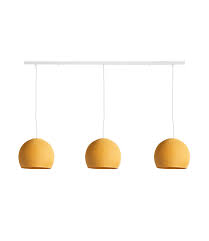 Let your ceiling light be a bright spot in your home. Triple Hanging Lamp Ceiling Three Quarter Mustard Cotton Ball Lights