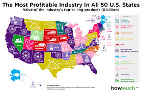 The Most Profitable Industry In All 50 Us States Vivid Maps Things To Sell Map States