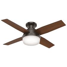 Most of them offer additional highly developed features along with its it is indeed a pretty modern ceiling fan which features a medallion of light housed in a steel cylinder with a marvellous brushed nickel finish, which. Hunter Dempsey 2 Light 44 Flush Mount Ceiling Fan In Noble Bronze Lightsonline Com