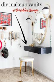 Wall Mounted Diy Makeup Vanity Table With Storage An Easy Build In 2020 Diy Makeup Vanity Diy Makeup Vanity Table Diy Vanity Table