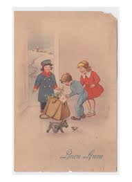 Postino Cartolina D 039 Epoca Fp Auguri Vintage Buon Anno Nuovo Lettera Difetti Carta D Epoca Cartoline Vintage