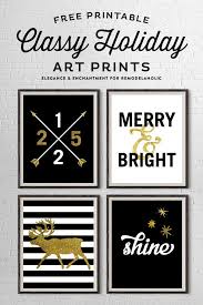 Remodelaholic Free Printable Black And Gold Classy Holiday Art Prints Holiday Art Prints Christmas Printables Christmas Gallery Wall