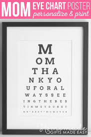 Diy Eye Chart Personalized Mothers Day Gift