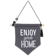 Plaque De Porte Fanion En Coton Grise L 20 Cm Grijs Katoen Ideeen