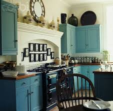 Turquoise Kitchen Cabinets Cream Walls Wood Countertops Would Look Great With Black And Country Kitchen English Country Kitchens Turquoise Kitchen Cabinets