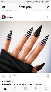 Black And White Striped Nails Halloween Pin By Vicky Brown On Stiletto Nail Art Striped Nails Stiletto Nails Designs Goth Nails