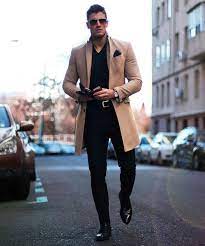 Check out our mens camel coat selection for the very best in unique or custom, handmade pieces from our jackets & coats shops. Monochrome Fall Look With A Black V Neck T Shirt Sunglasses Black Trousers Black Pocket Square Came Mens Fashion Suits Mens Fashion Classy Mens Clothing Styles