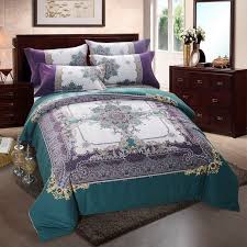 Black And Teal Comforter Set Dark Teal Eggplant Purple And Beige Boho Style Moroccan Pattern Western Themed Full Queen Size Beddi Purple Bedding Teal Bedding Sets Purple And Teal Bedding