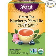 Amazon Com Yogi Tea Green Tea Blueberry Slim Life 6 Pack Energizes And Supports A Dieting Program Contains Caffeine 96 Organic Tea Bags Grocery Gourmet Food