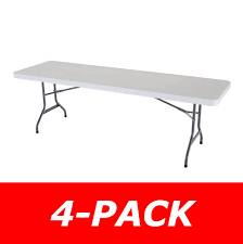 10 foot table top display with shipping case. New 2980 4 Pack Lifetime 8 White Granite Folding Table