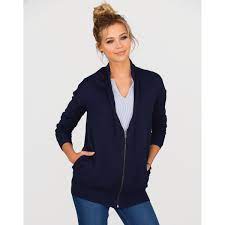 Cravatatakiller long gilet marine marithé francois girbaud t 42 neuf etiquette. Gilet Zippe Manches Longues Et Poches Femme Bleu Marine 3 Suisses