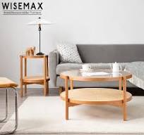 ‫WISEMAX ריהוט מודרני יצרן רהיטים מוצק עץ וזכוכית שילוב קפה ערכות שולחן קפה  שולחן עם צד שולחן‬‎