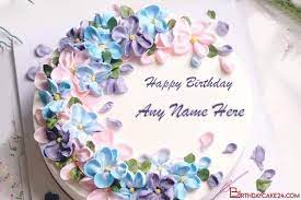 You can send these happy birthday wishes cards and name. Lovely Happy Flower Birthday Cake With Name