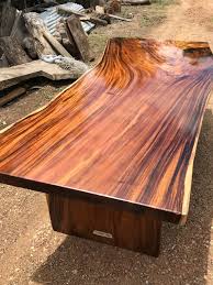 Live Edge Dining Table Acacia Wood Solid Slab Natural Shape Without Chair Meja Kayu Meja Makan Kayu
