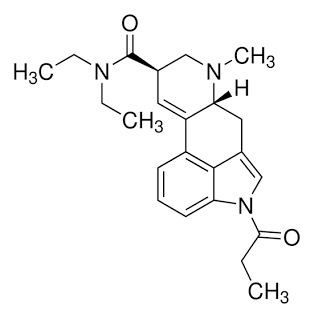 Molecular structure of 1P-LSD, AI generated