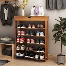 Finished in a crisp white, this shoe organizer for closet has looks that will. Amazon Com Sogesfurniture Shoe Rack 29 5 Inches 5 Tier Free Standing Wooden Shoe Storage Shelf Shoe Organizer Teak Bhus L24 Tk Home Kitchen