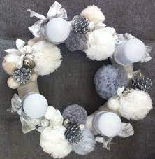 couronne de l avent noel 2014 pompons en tulle et laine pailletee deco coloriage flocon neige